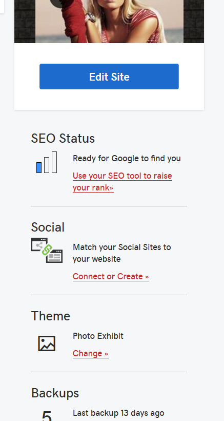 Website Builder dashboard